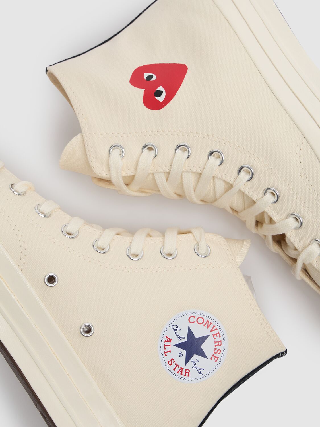 Comme Des Garçons Play Off-white Converse Edition Half Heart Chuck 70 High Sneakers In Beige
