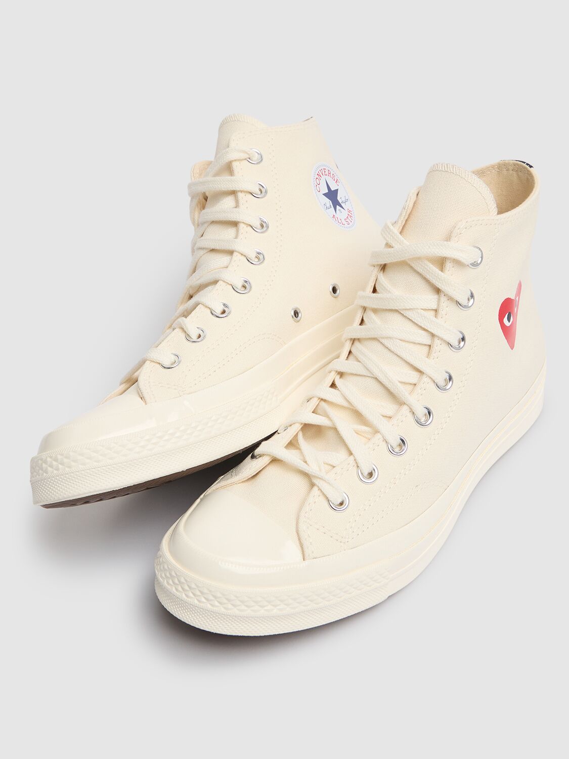 Comme Des Garçons Play Off-white Converse Edition Half Heart Chuck 70 High Sneakers In Beige