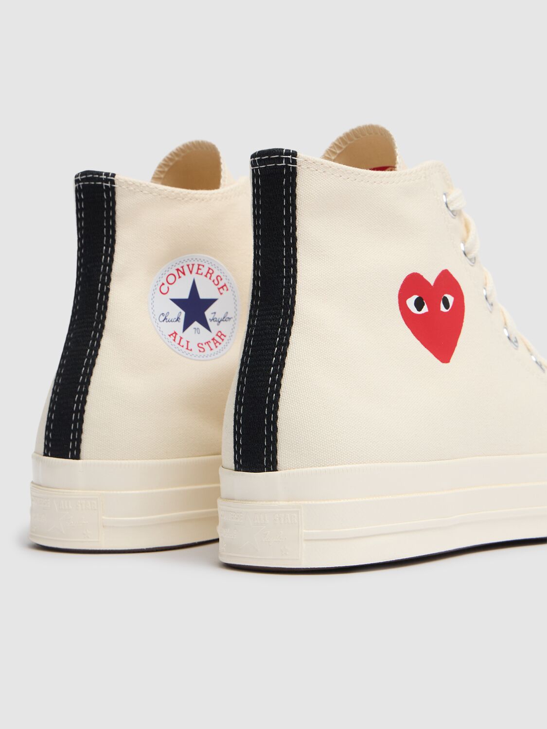 Comme Des Garçons Play Off-white Converse Edition Half Heart Chuck 70 High Sneakers In Beige