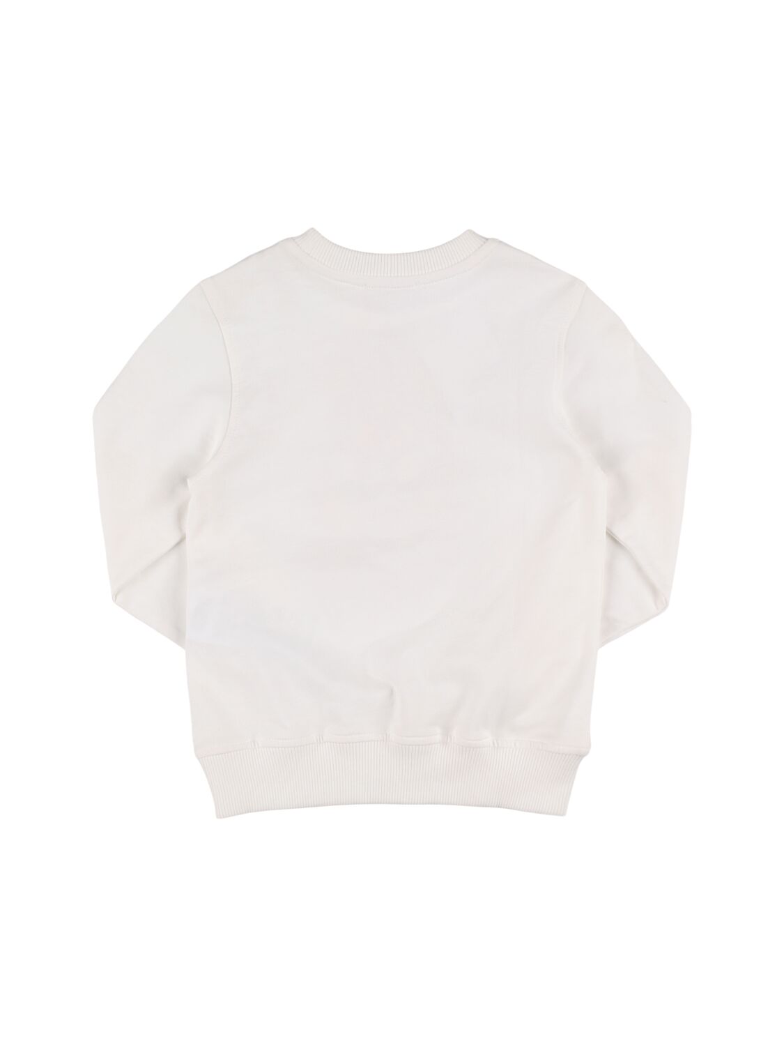 Shop Moschino Printed Cotton Crewneck Sweatshirt In White