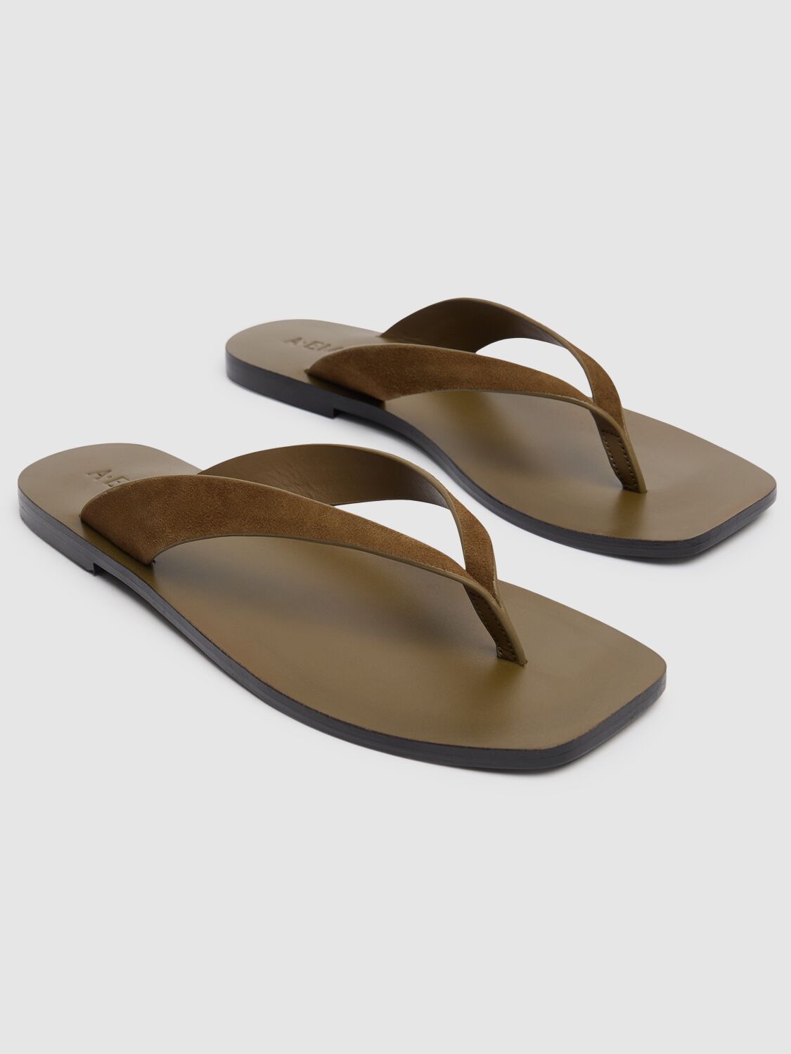 Shop A.emery 10mm Kinto Suede Flip Flops In Dark Green