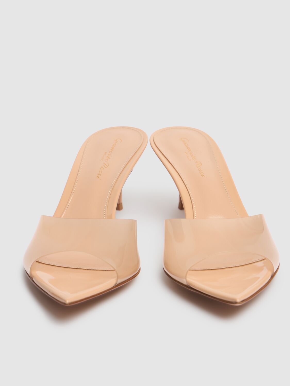 Shop Gianvito Rossi 55mm Elle Plexi Sandal Mules In Nude