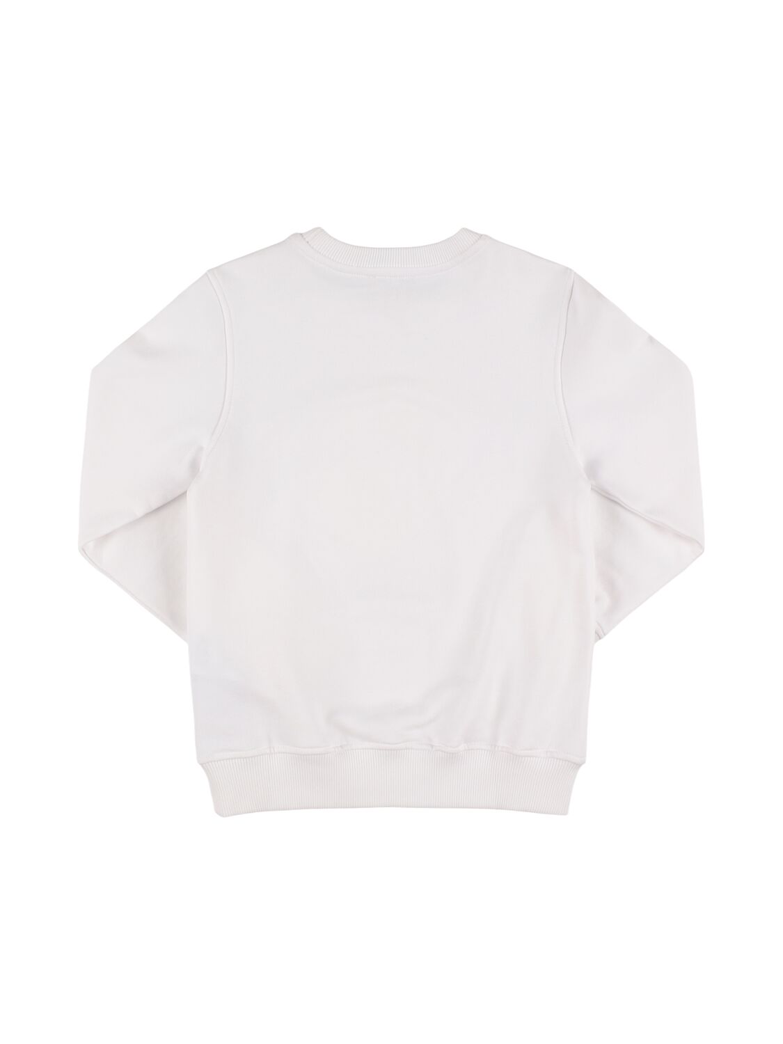 Shop Moschino Printed Cotton Crewneck Sweatshirt In White