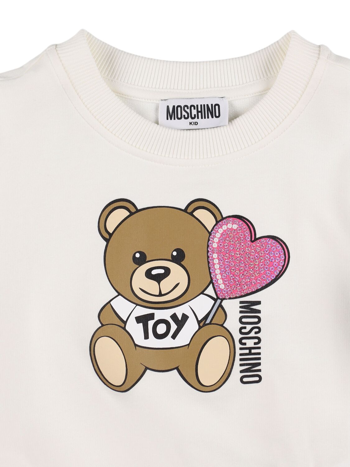 Moschino Printed Cotton Crewneck Sweatshirt In Off-white