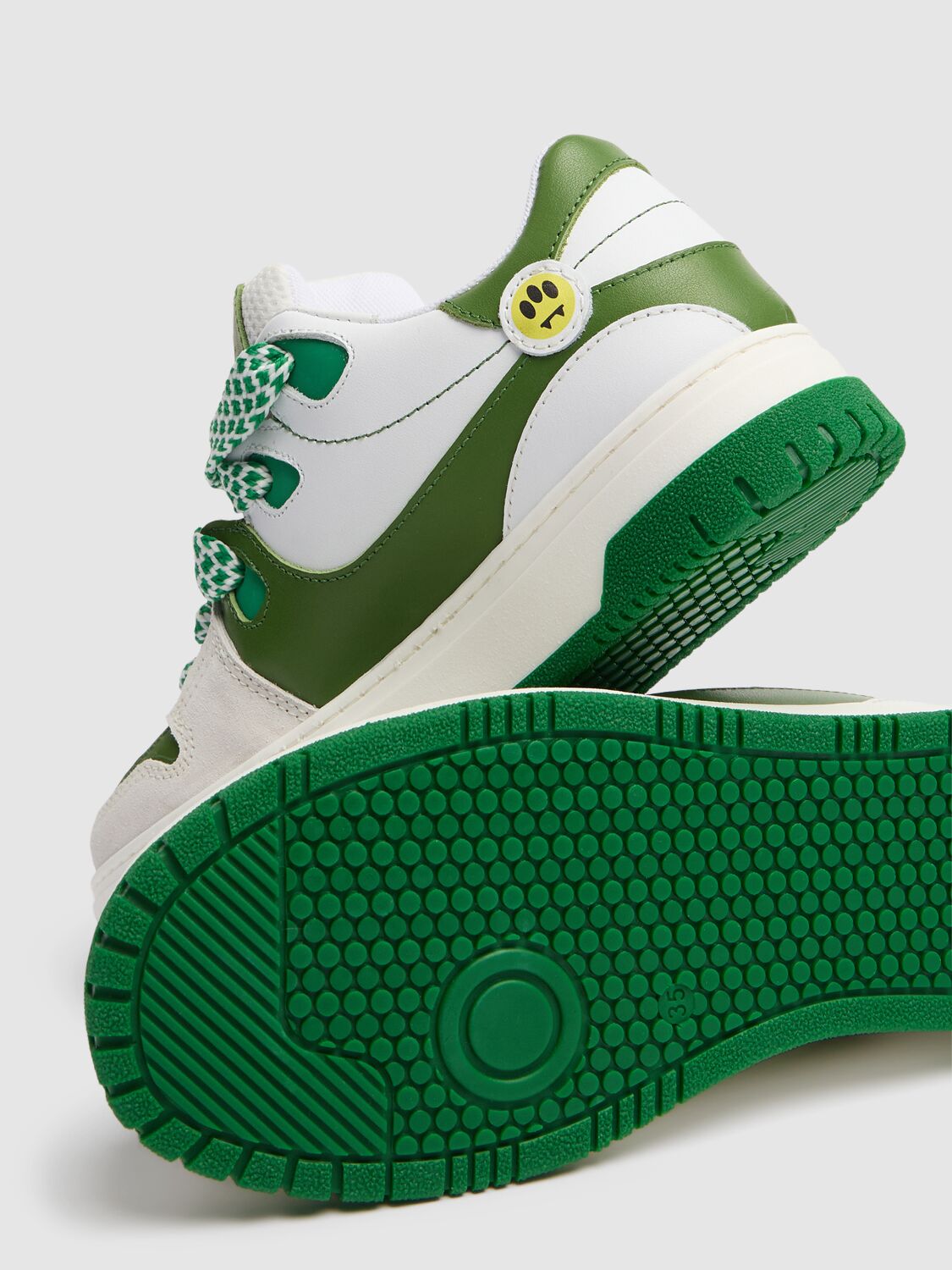 Barrow Woman Sneakers Green Size 6 Leather In 白色/绿色