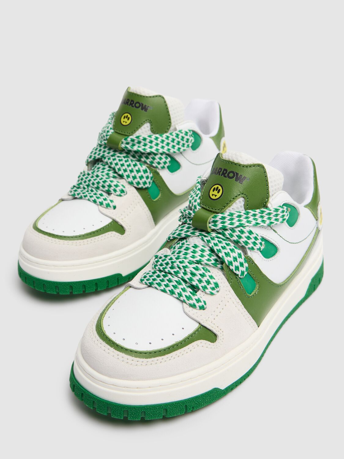Barrow Woman Sneakers Green Size 6 Leather In 白色/绿色