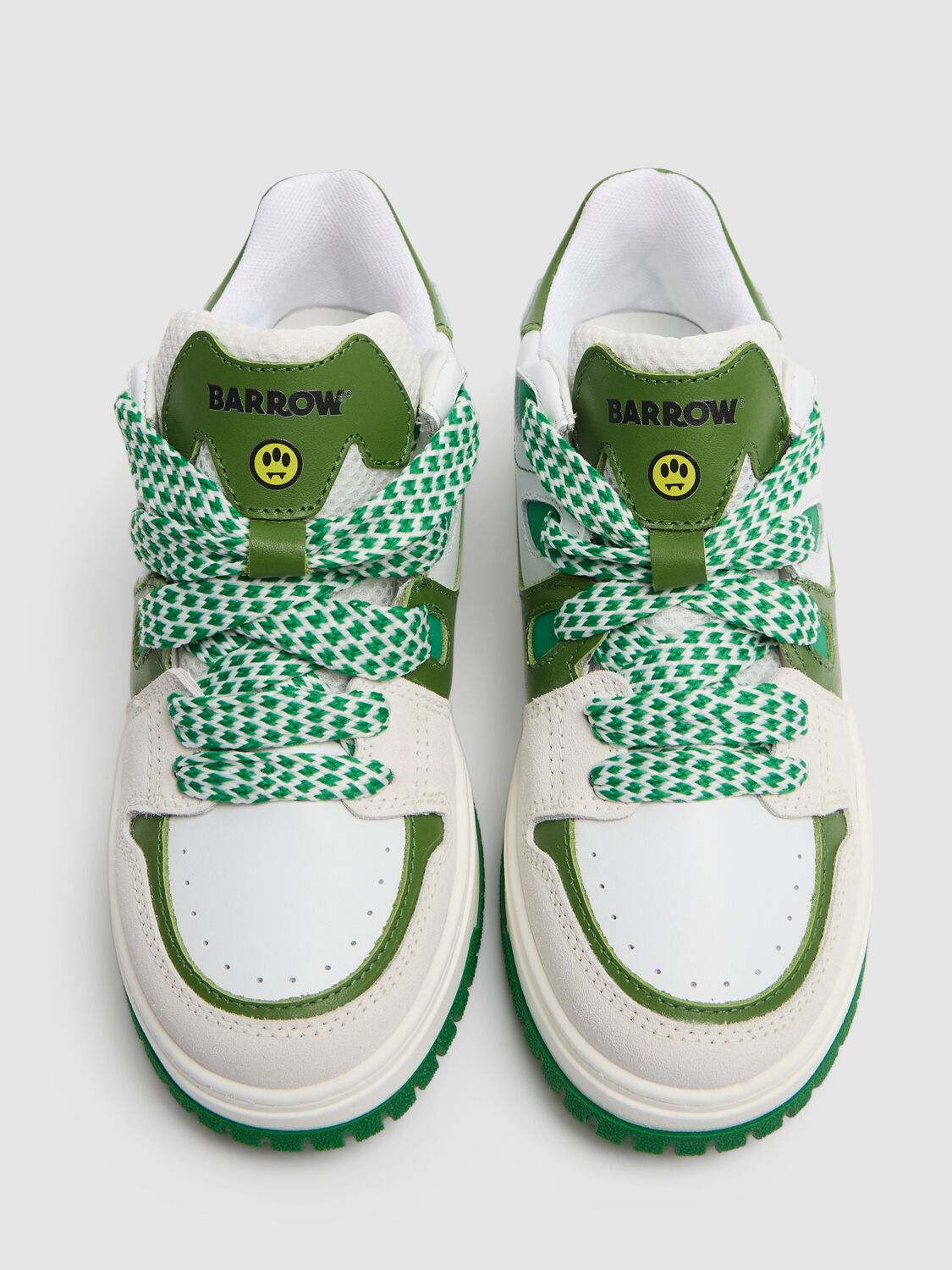 Barrow Woman Sneakers Green Size 6 Leather In 白色/绿色