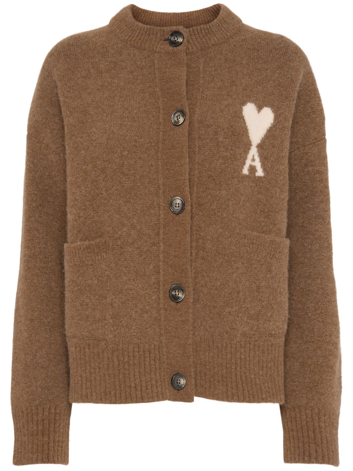 Knit Logo Cardigan - AMI PARIS - Modalova