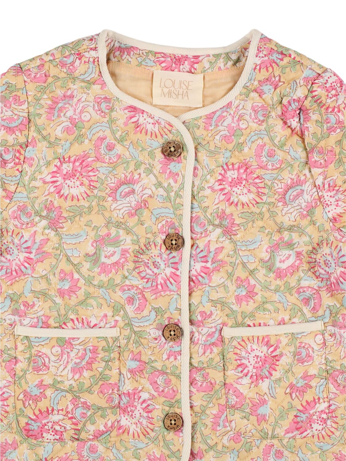 Shop Louise Misha Padded Floral Print Cotton Jacket In Pink