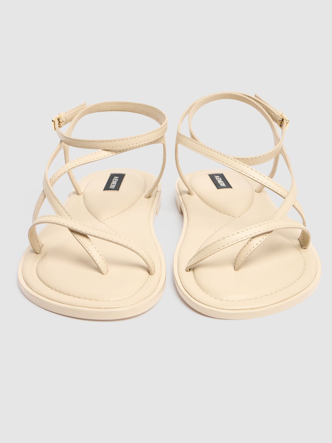 Shop A.emery 10mm Edna Leather Flat Sandals In Ivory
