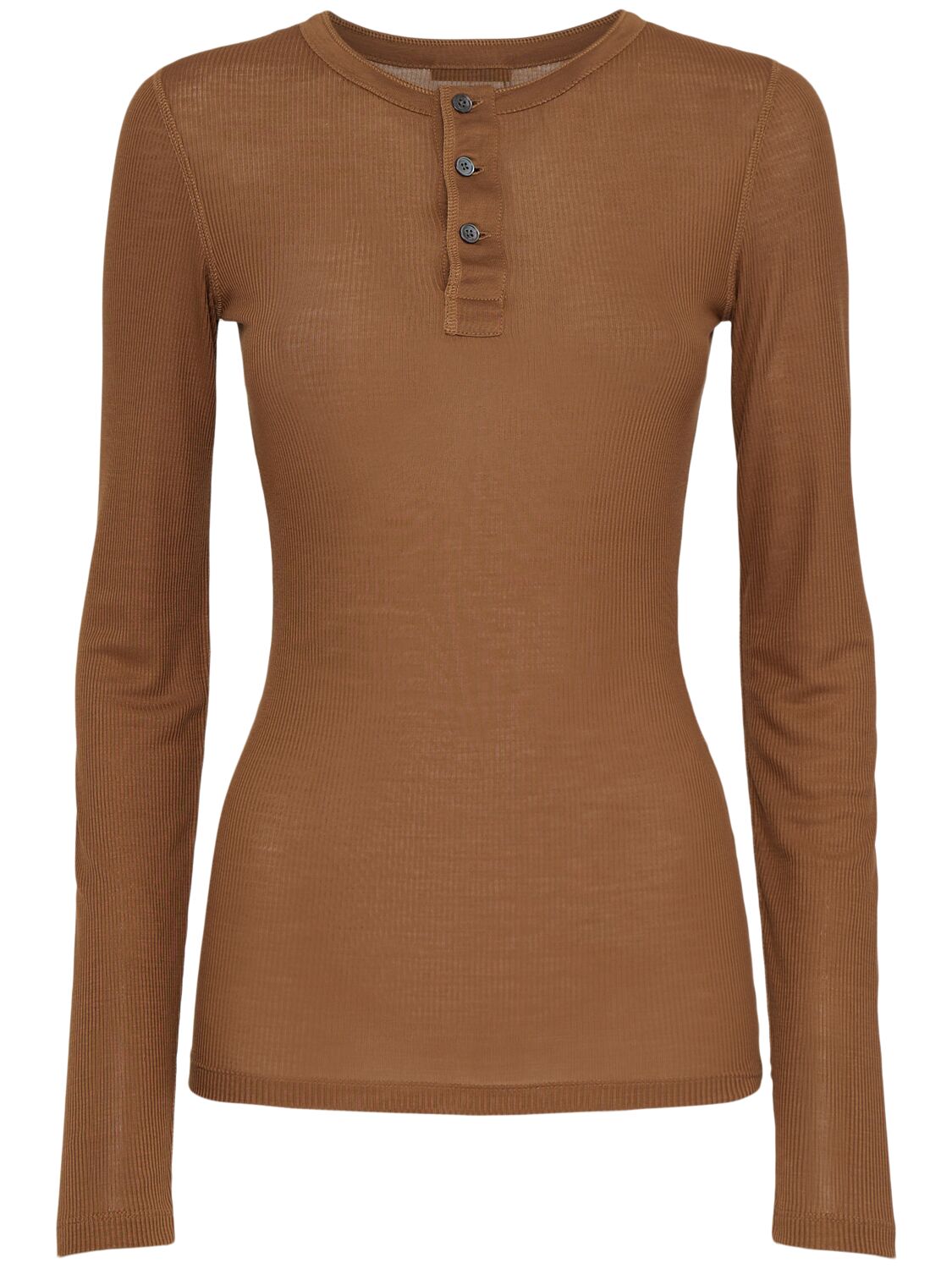Ribbed Lyocell Long Sleeve T-shirt