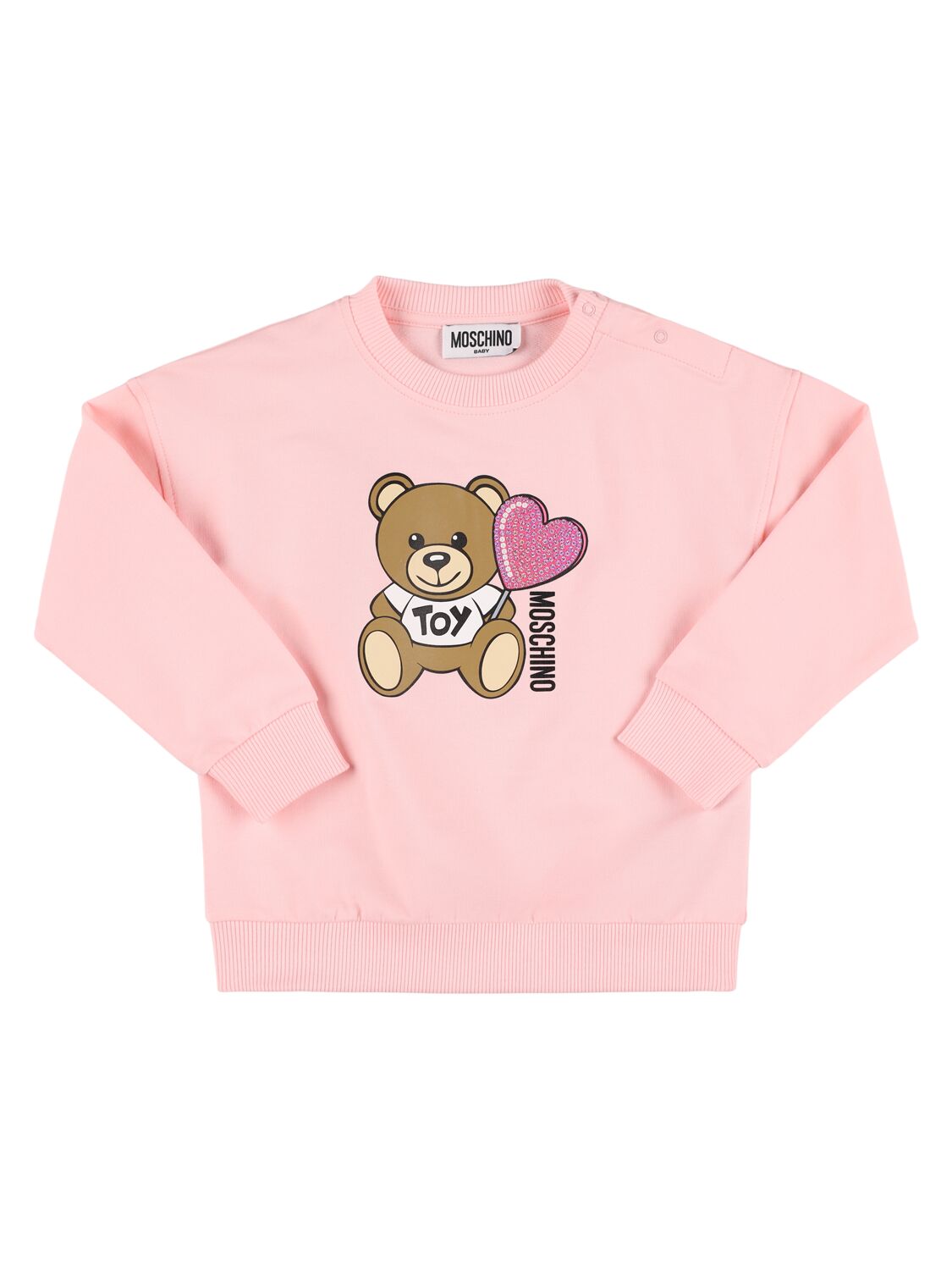 Moschino Printed Cotton Crewneck Sweatshirt In Pink