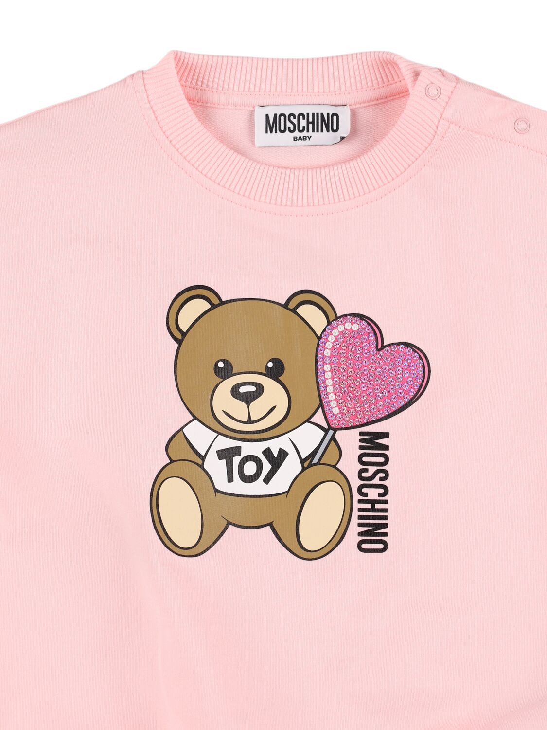 Moschino Printed Cotton Crewneck Sweatshirt In Pink