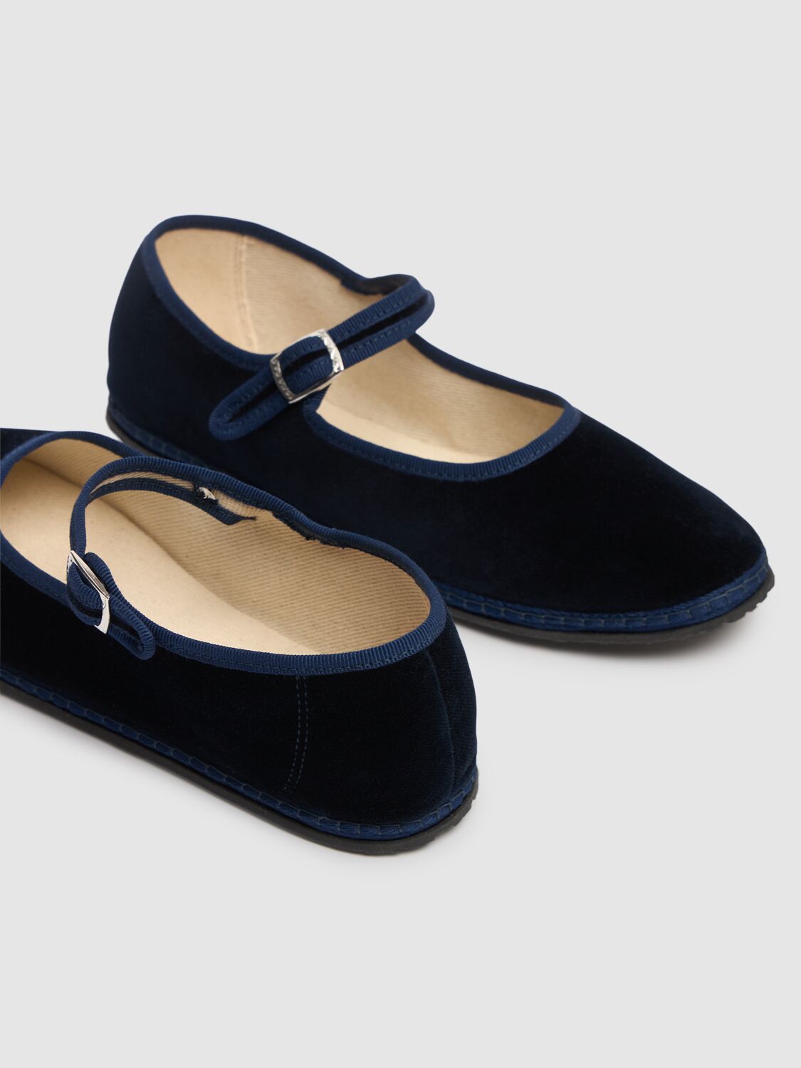 VIBI VENEZIA 10MM MARY JANE BLU VELVET SLIPPERS 
