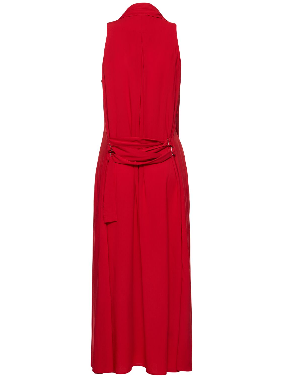 Shop Yohji Yamamoto Tailored Sleeveless Midi Dress In Red