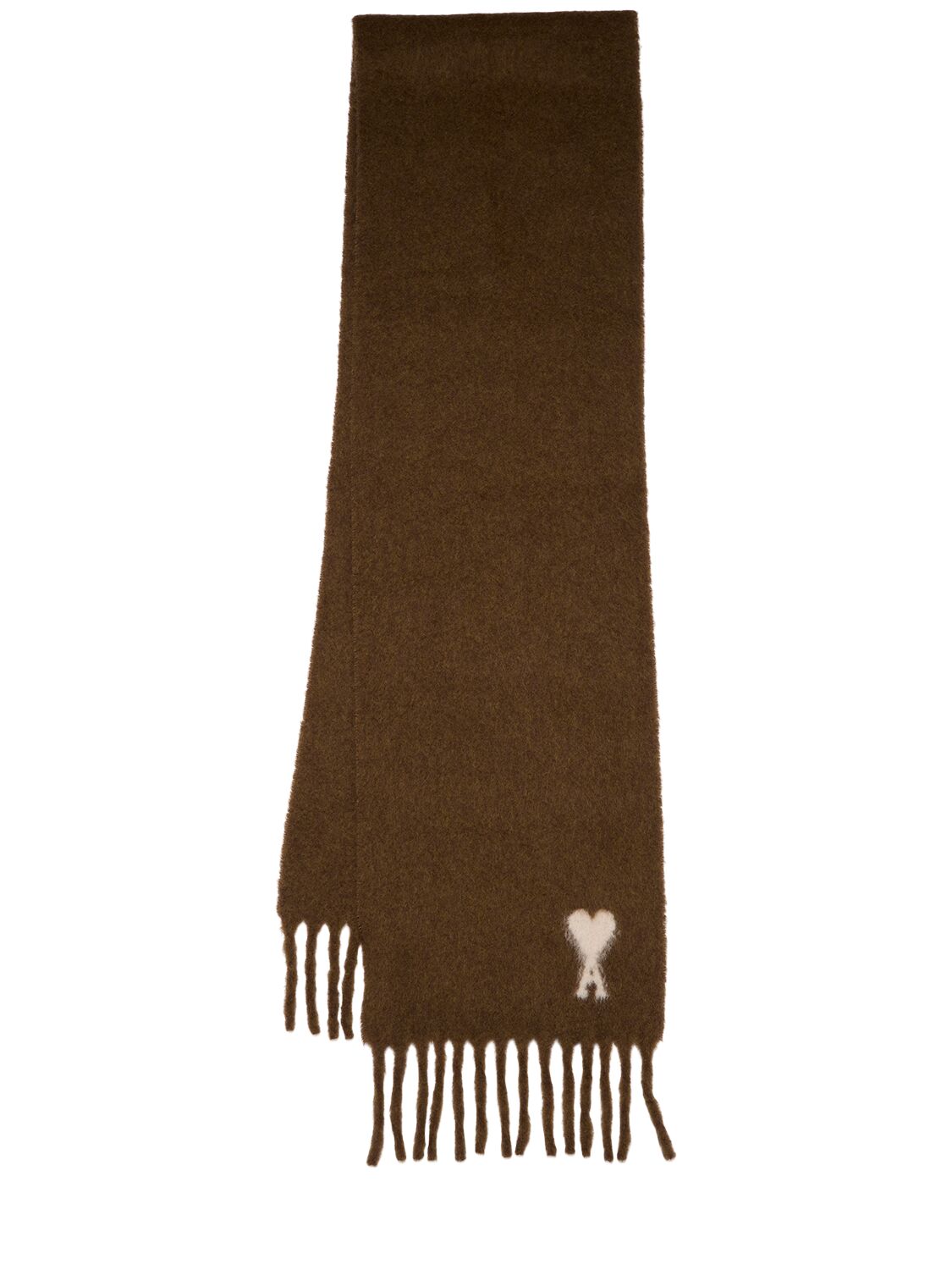 Fringed Alpaca Blend Scarf - AMI PARIS - Modalova