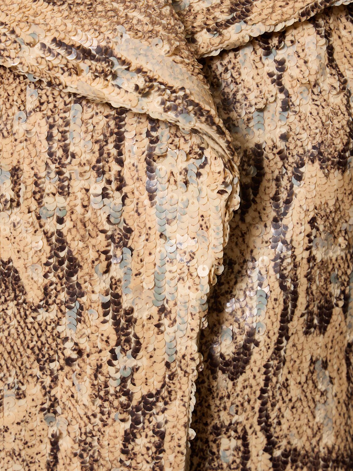Shop Dries Van Noten Ricca Sequined Snake Print Coat In Multi/beige
