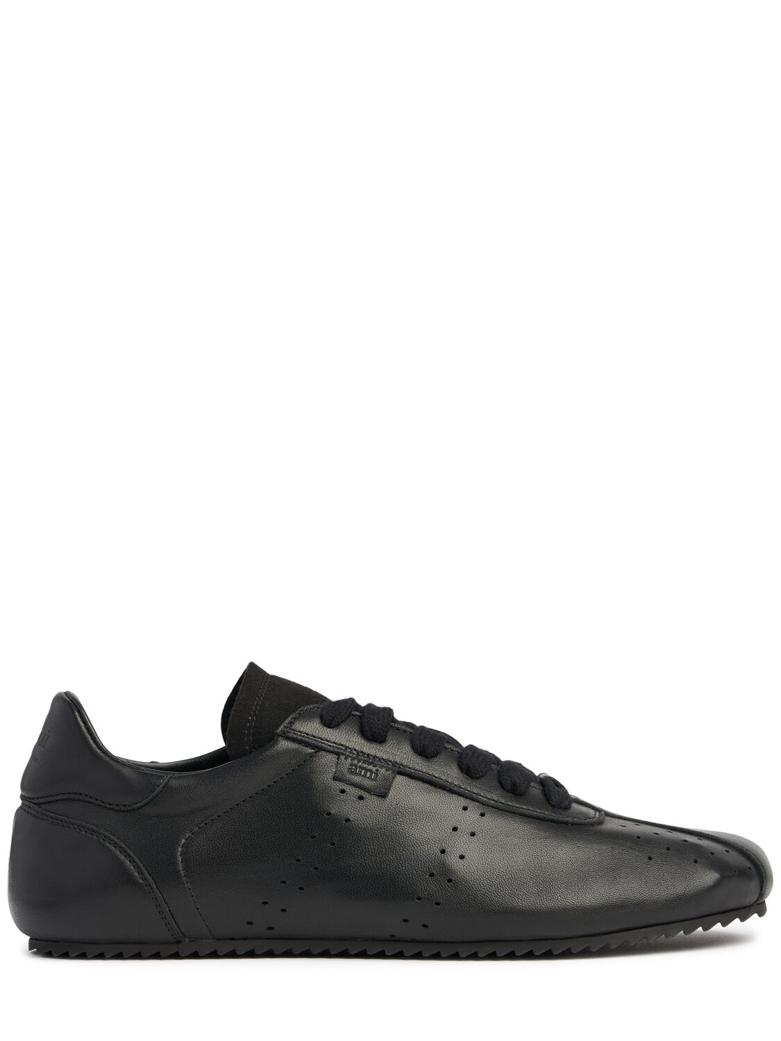 Ami Alexandre Mattiussi Black Smooth Leather Low Top Step Sneakers Black In Black