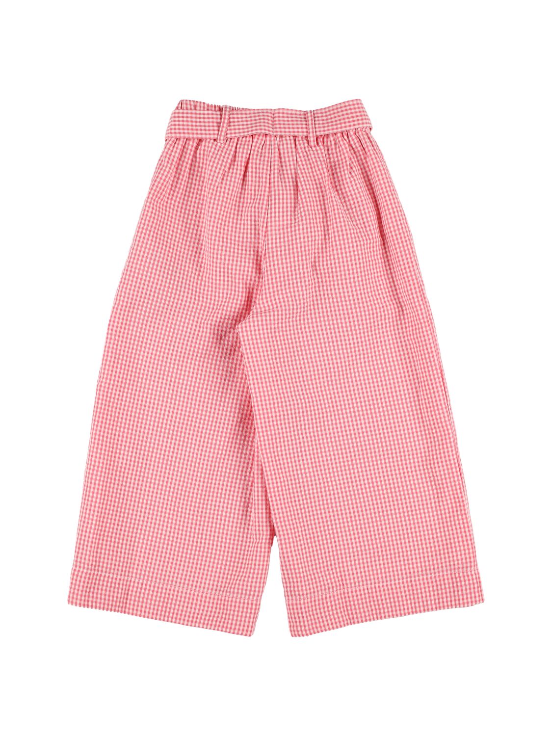 LOUISE MISHA PRINTED COTTON SEERSUCKER WIDE LEG PANTS 