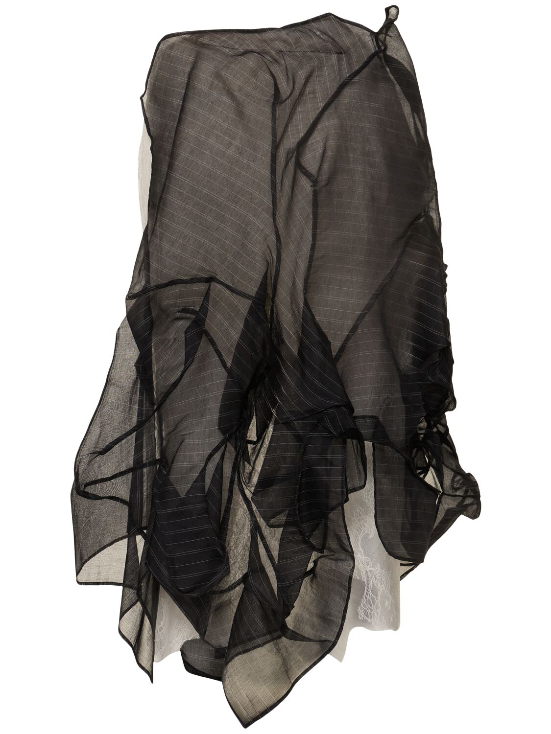 Yohji Yamamoto Layered Cotton & Silk Midi Skirt In Black