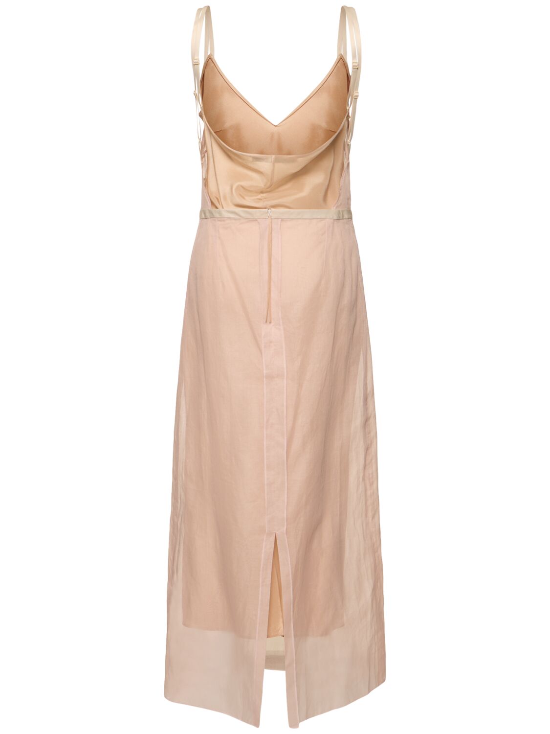 Shop Carven Cotton Organza Midi Slip Dress In Pink