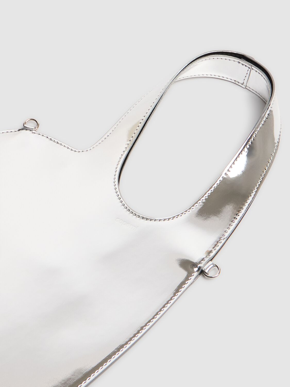 Shop Coperni Baby Heart Mirrored Crossbody Tote Bag In Silver