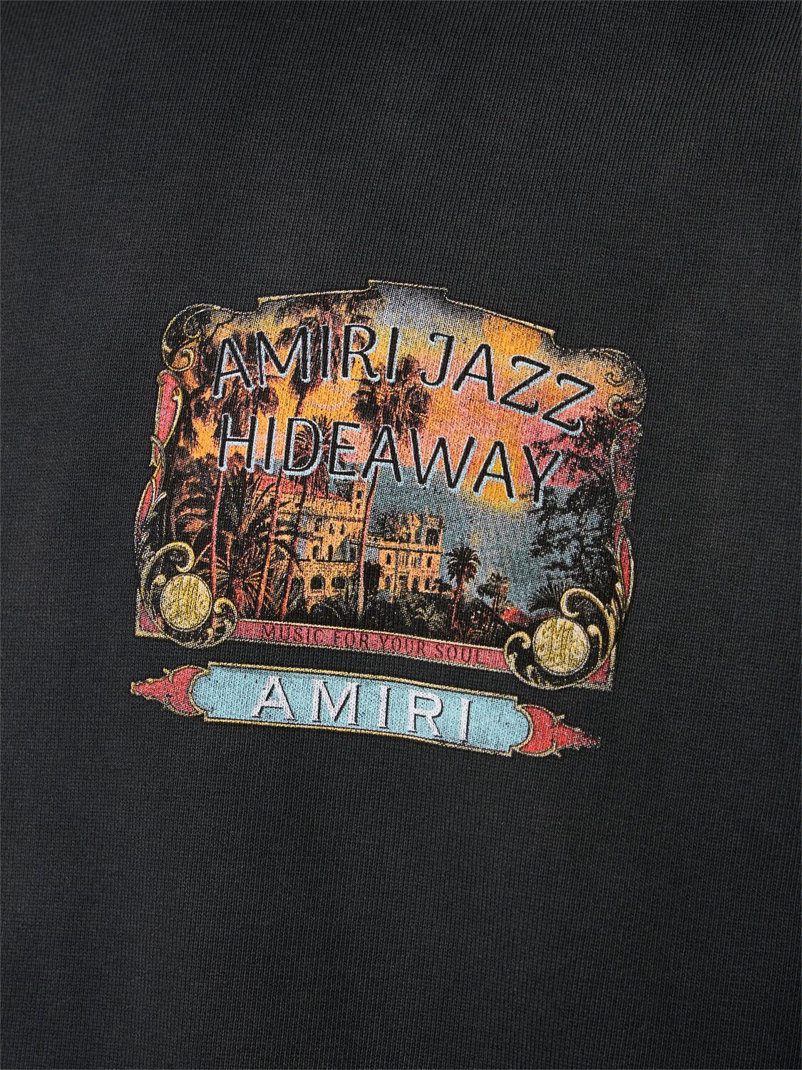 Amiri Jazz Hideaway Logo-print Cotton T-shirt In Black