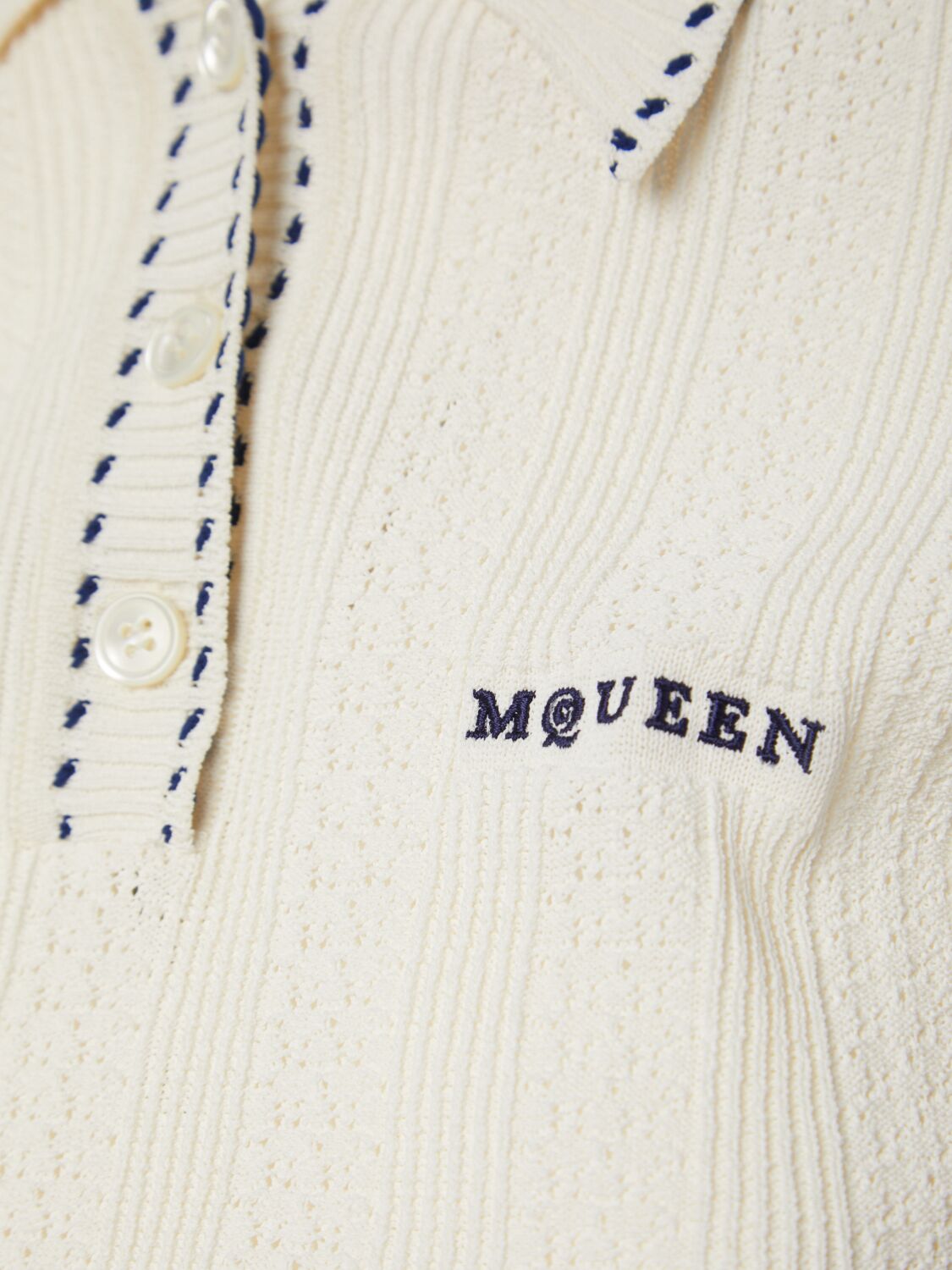 Alexander Mcqueen White Polo Shirt With Classic Collar And Logo Lettering Embroidery On The Front In Viscose Woman