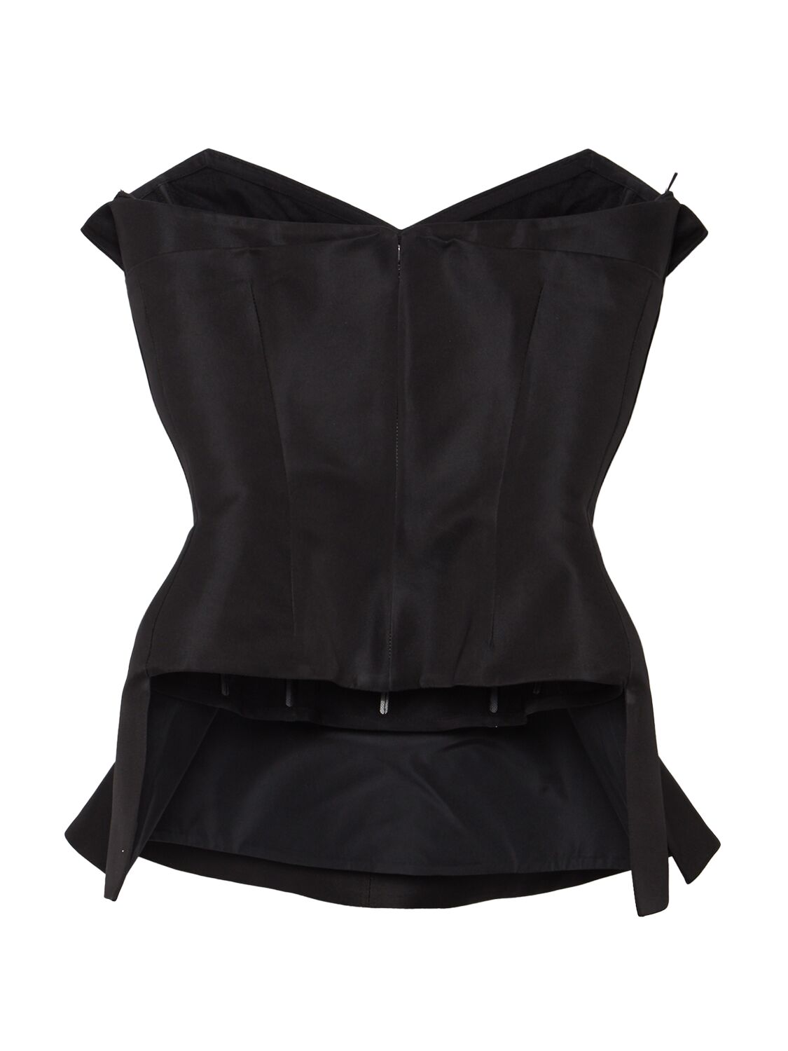 Alexander Mcqueen Silk Blend Strapless Bustier With Bow Detail In Black