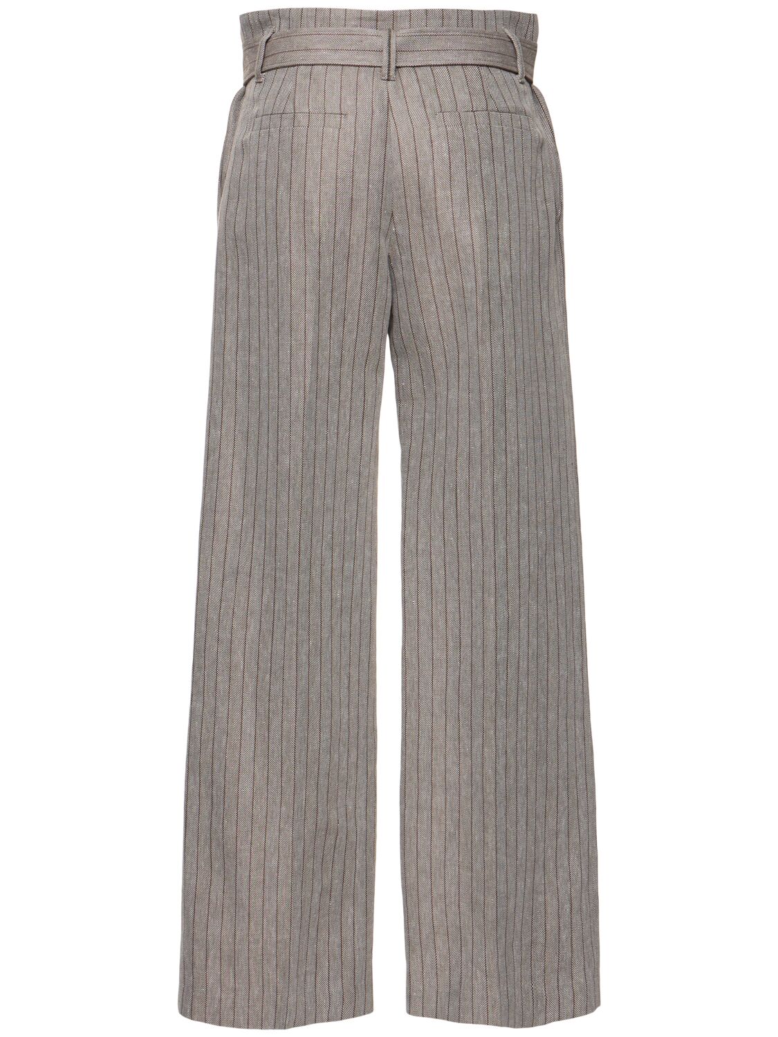 Brunello Cucinelli Linen Blend Straight Pants In Gray