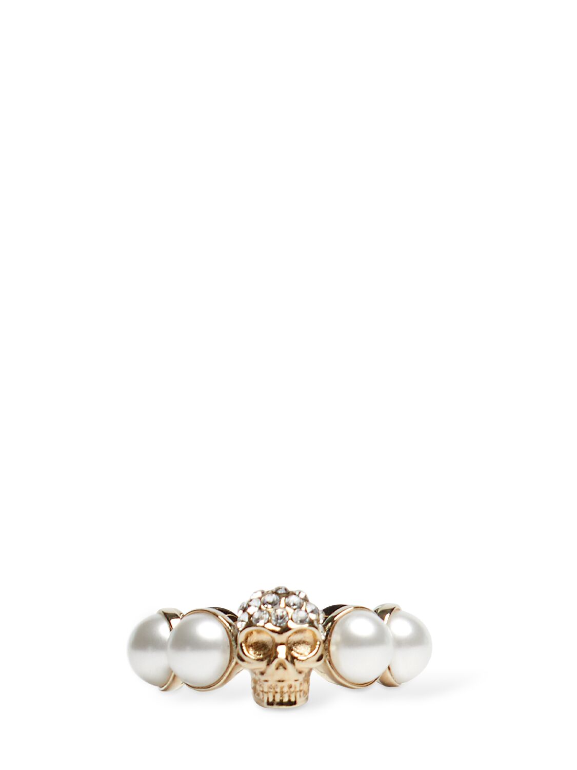 Bague En Laiton Avec Perle Et Tête De Mort - MCQUEEN - Modalova