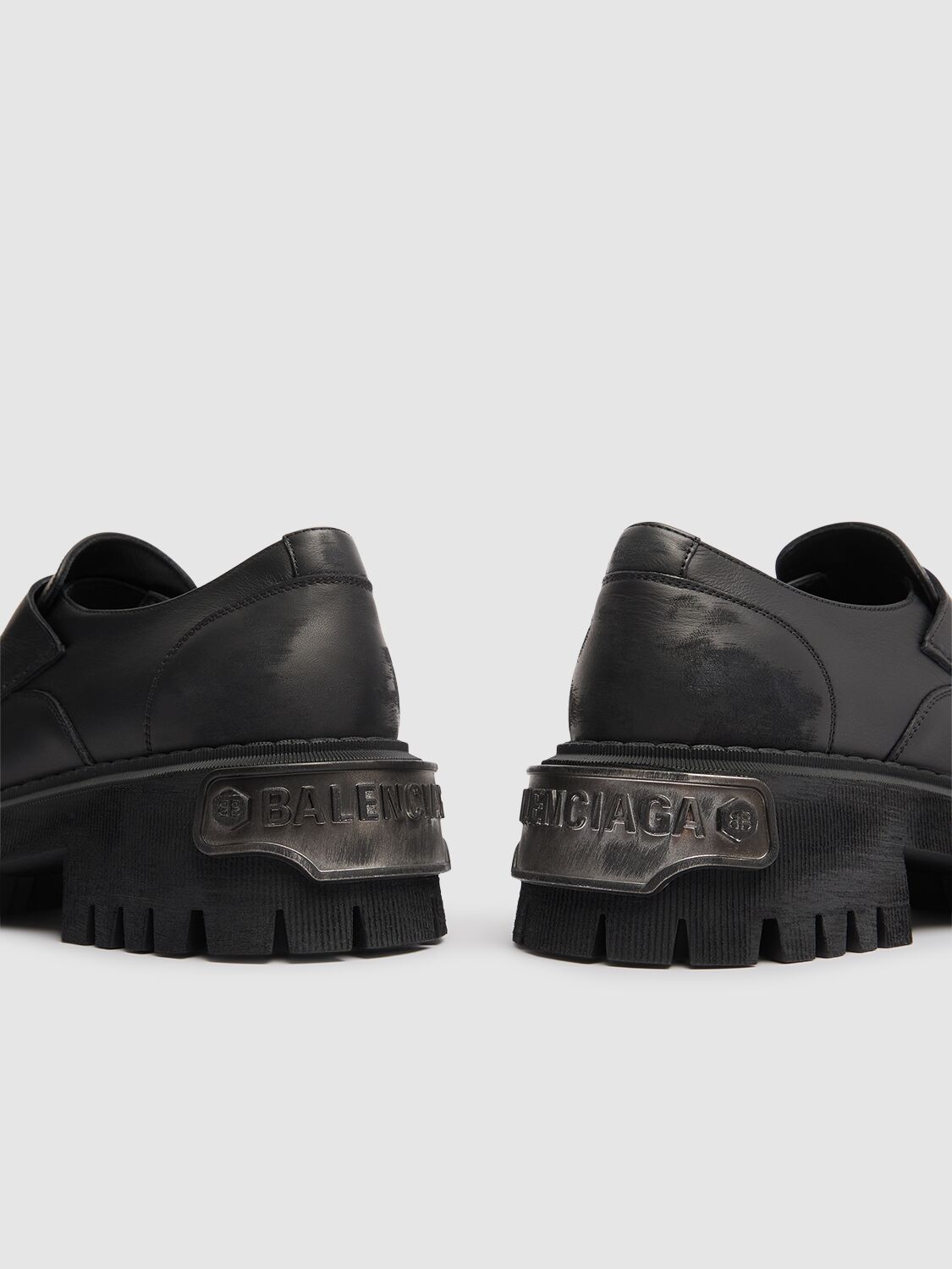 Shop Balenciaga Tractor Leather Loafers In Black