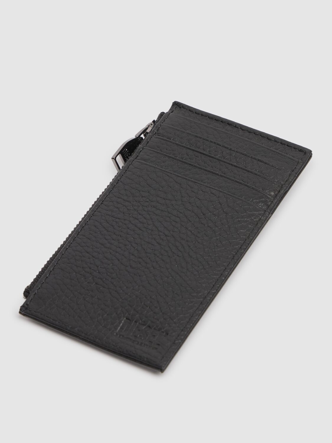 Diesel Flat Card Holder In Grainy Leather