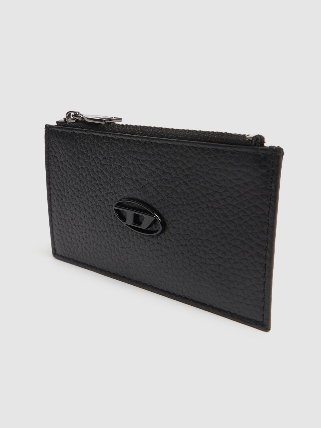 Diesel Flat Card Holder In Grainy Leather