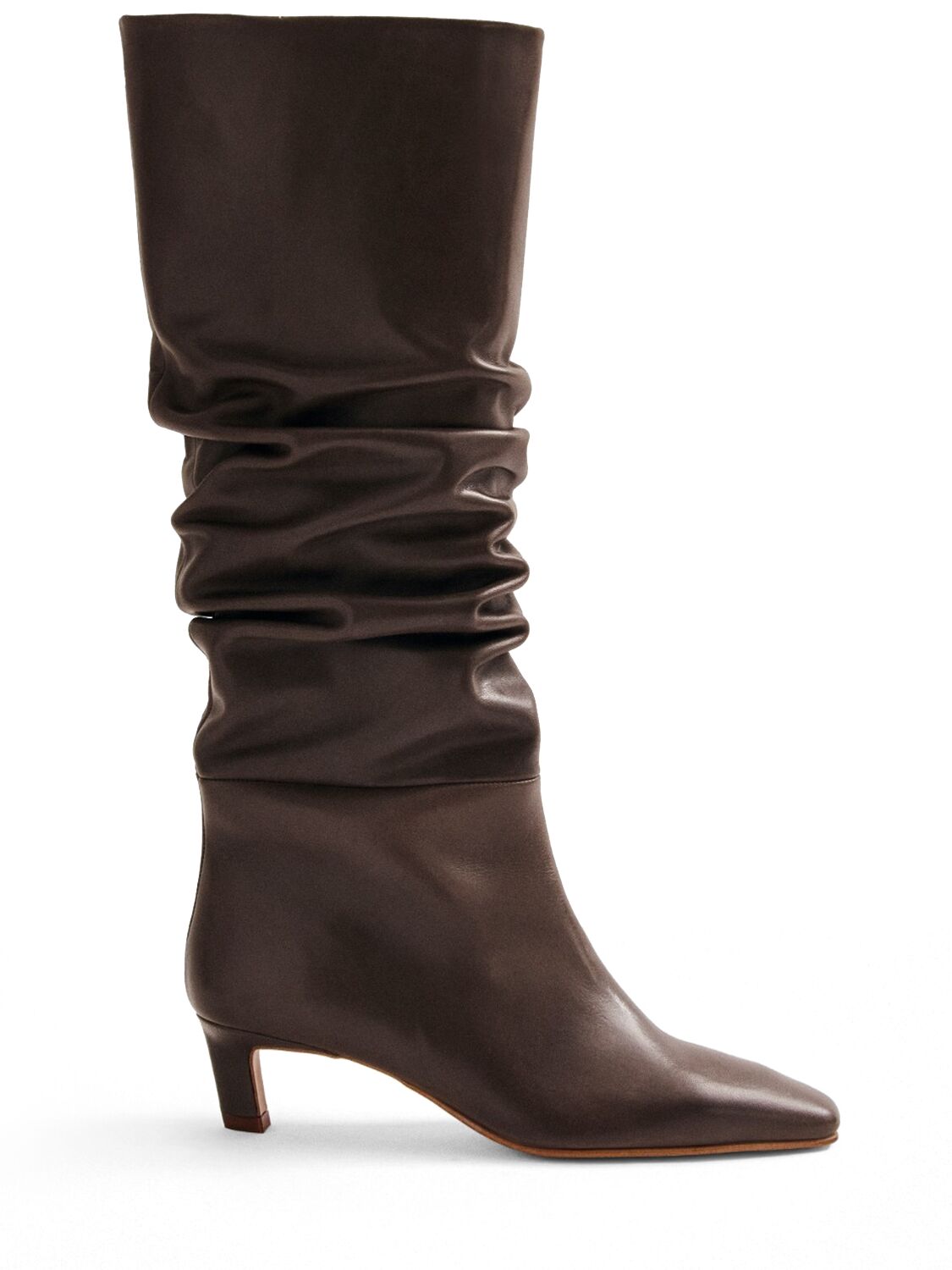 50mm Kalila Gathered Leather Tall Boots