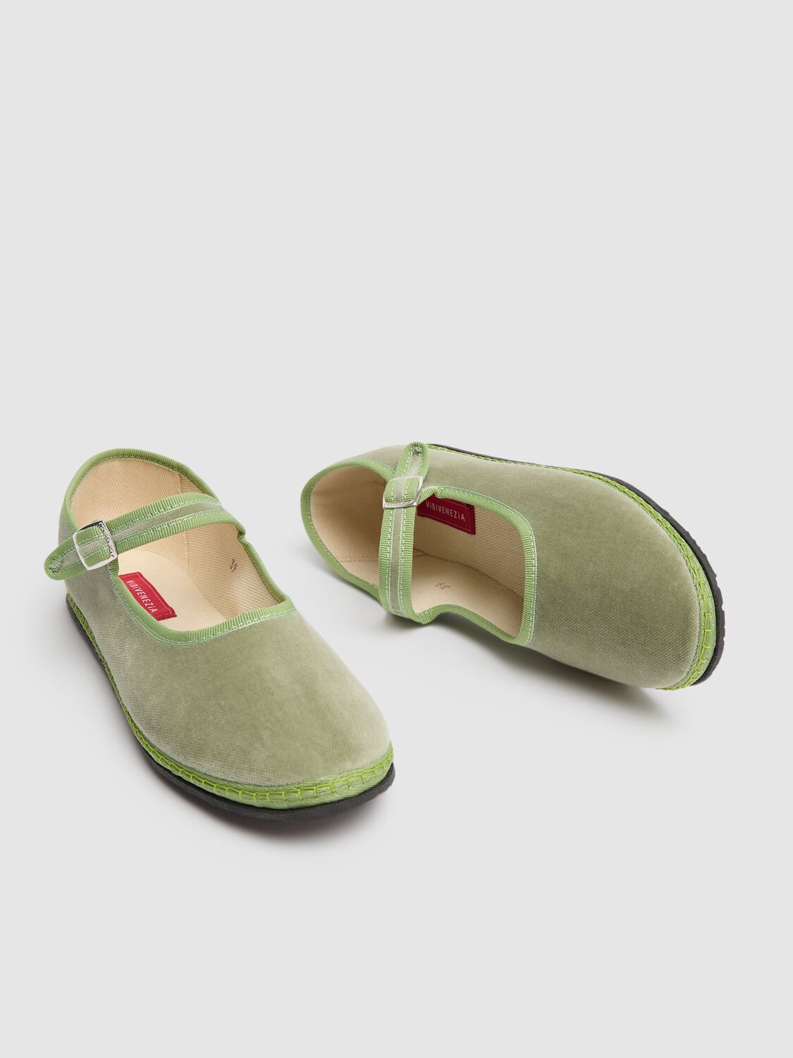 VIBI VENEZIA 10MM MARY JANE SALVIA VELVET SLIPPERS 
