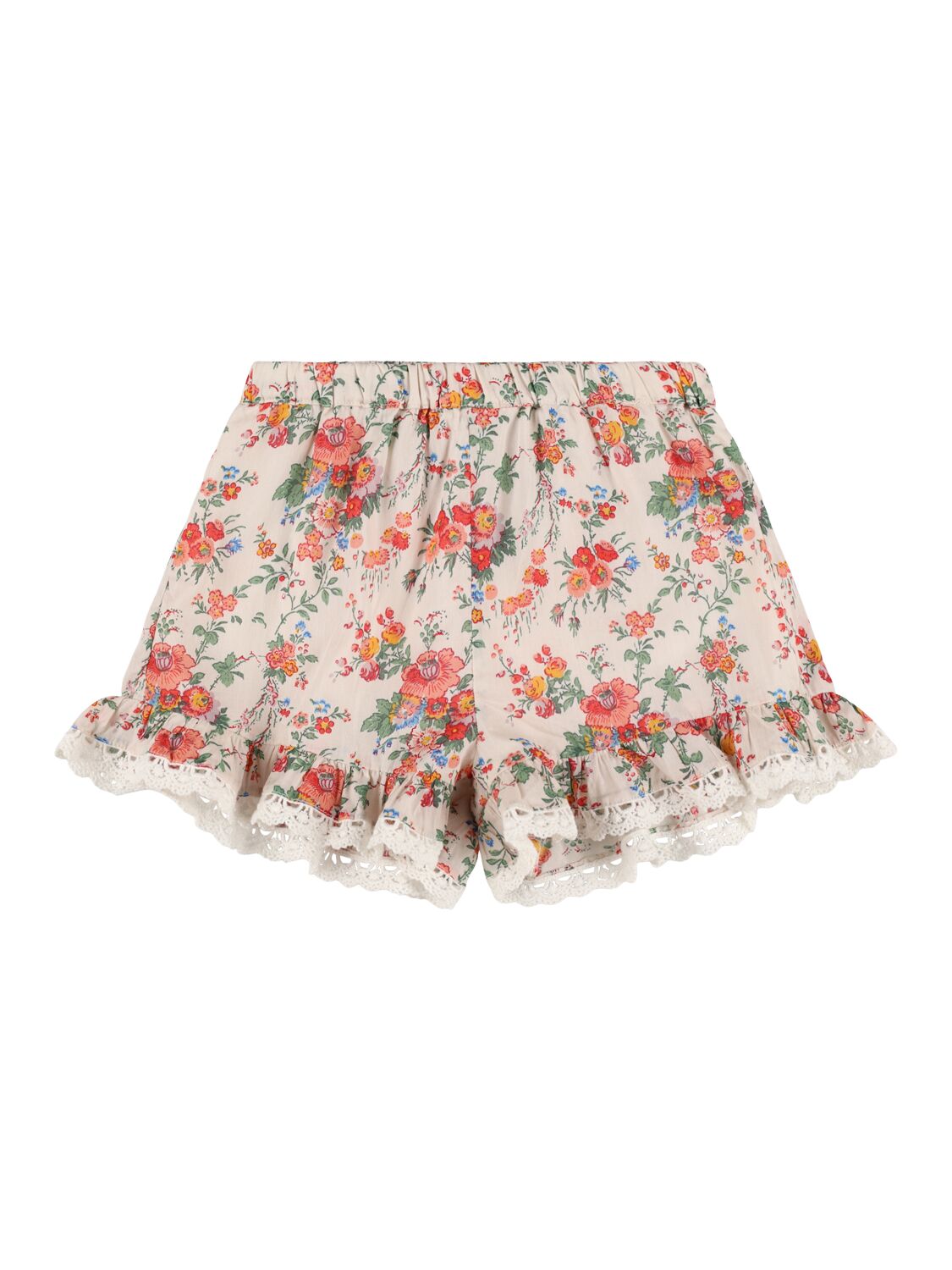 Louise Misha Babies' Floral Print Cotton Shorts In 白色/多色