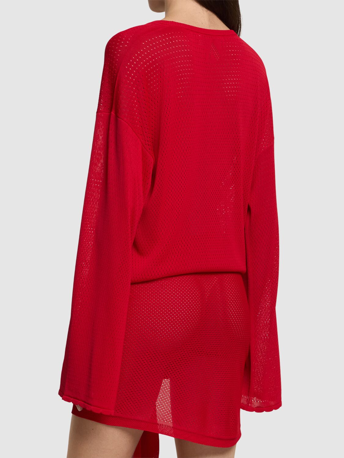 Attico Openwork Mini Dress In Red