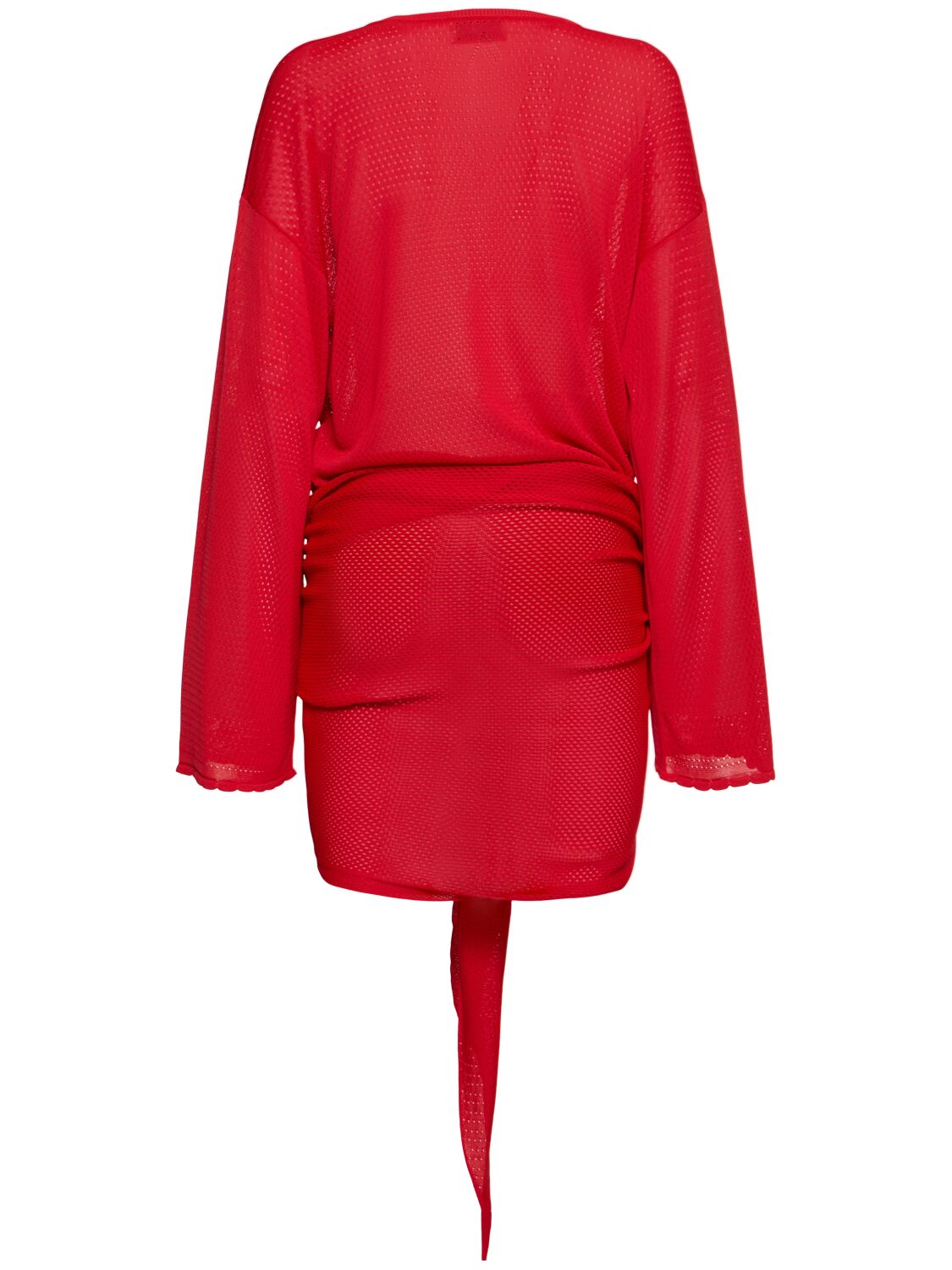Attico Openwork Mini Dress In Red