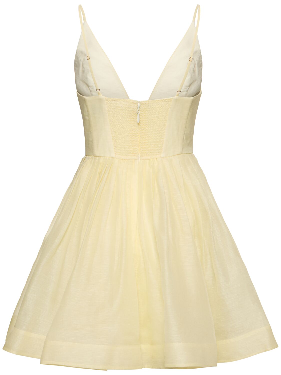 Zimmermann Illuminate Pleated Linen And Silk-blend Mini Dress In Yellow