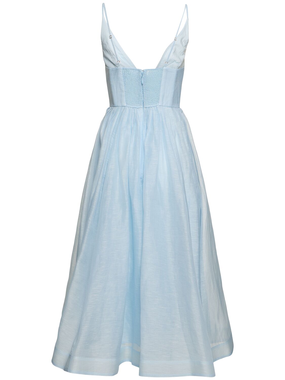 Shop Zimmermann Illuminate Linen & Silk Midi Dress In Blue
