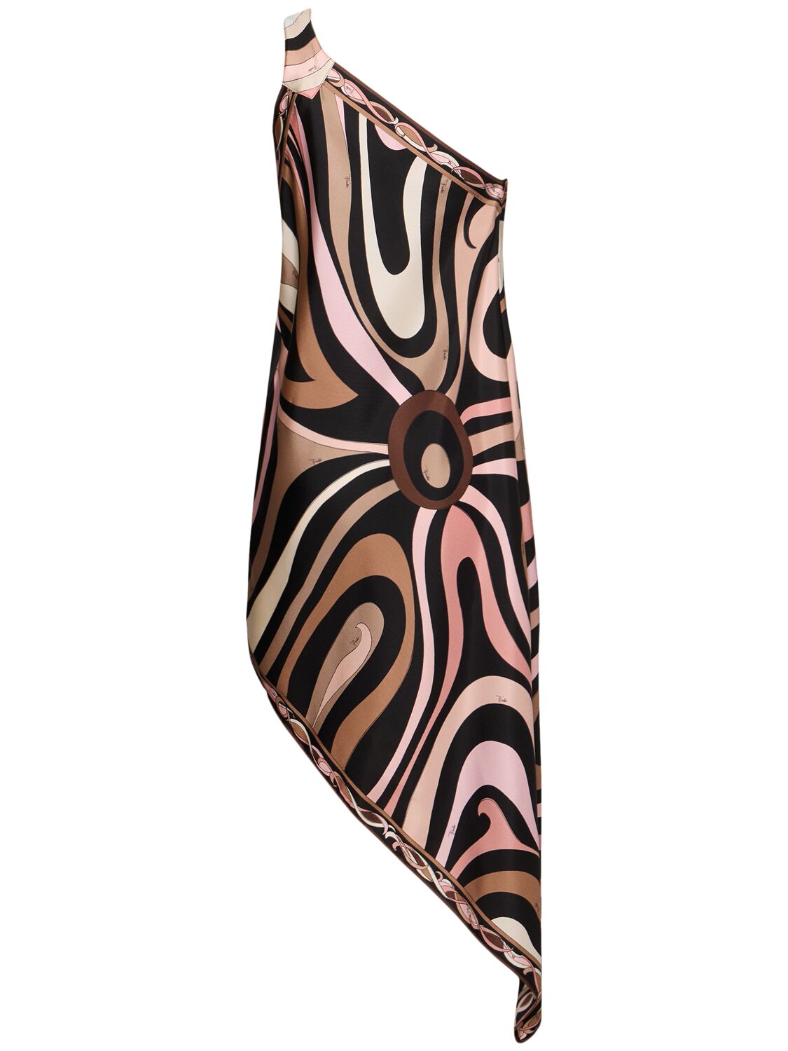 Pucci Marmo Print Asymmetrical Silk Twill Dress In Animal Print
