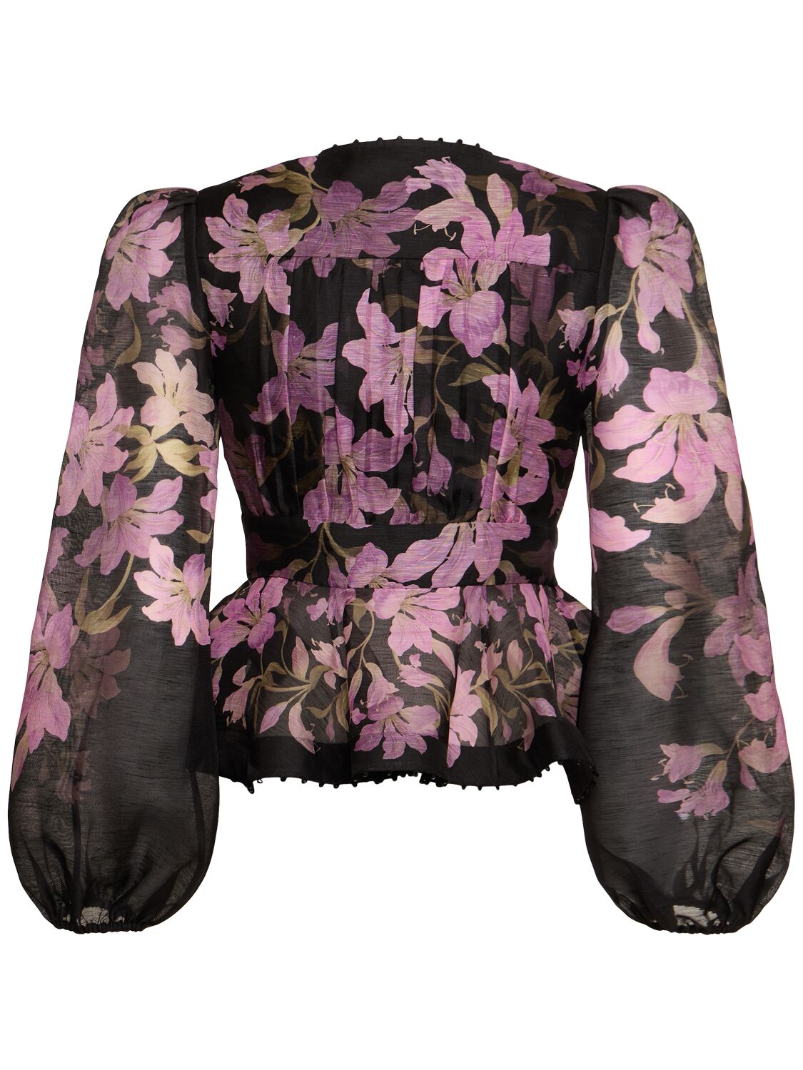 Zimmermann Dawning Bead-embellished Floral-print Linen And Silk-blend Blouse In Black/multi