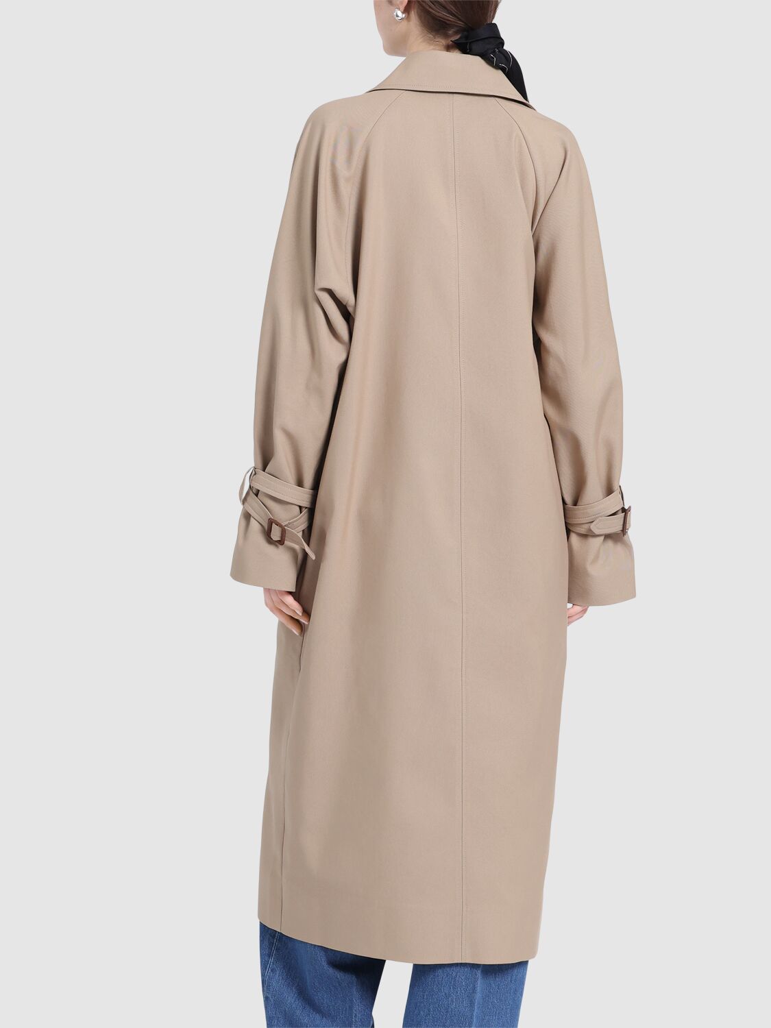Shop Totême Signature Long Gabardine Trench Coat In Khaki