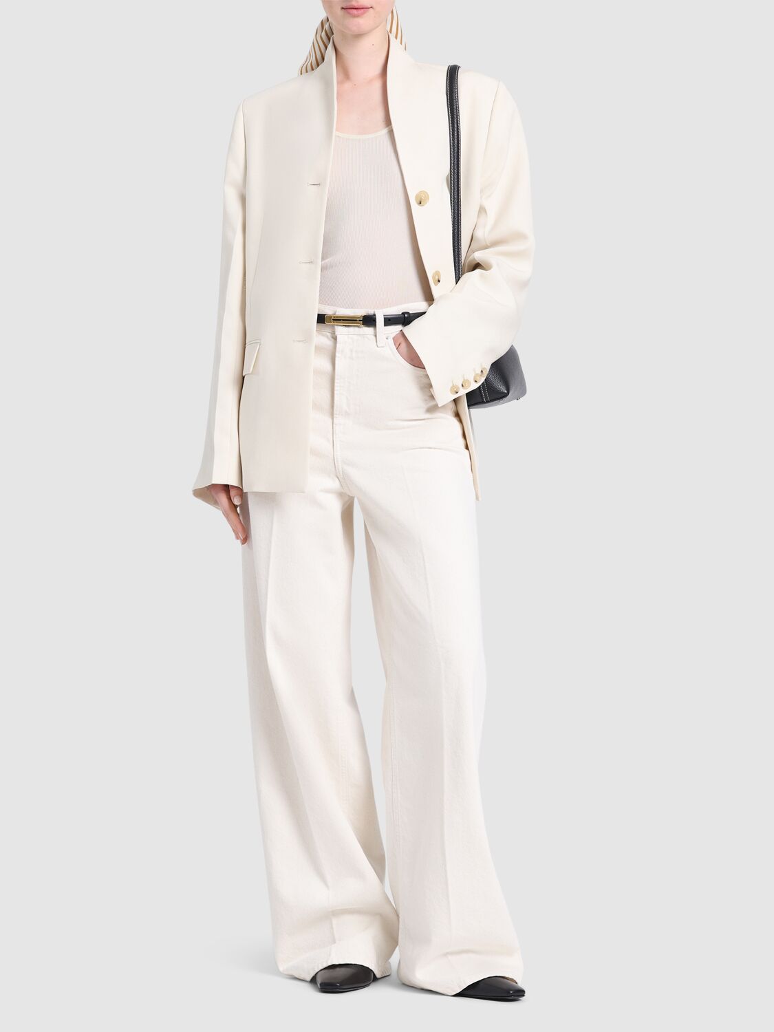Totême Gray Zip-fly Jeans In White