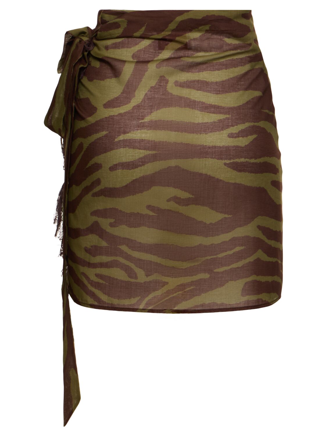 Attico Zebra-print Cotton Muslin Beach Cover-up In Green/brown