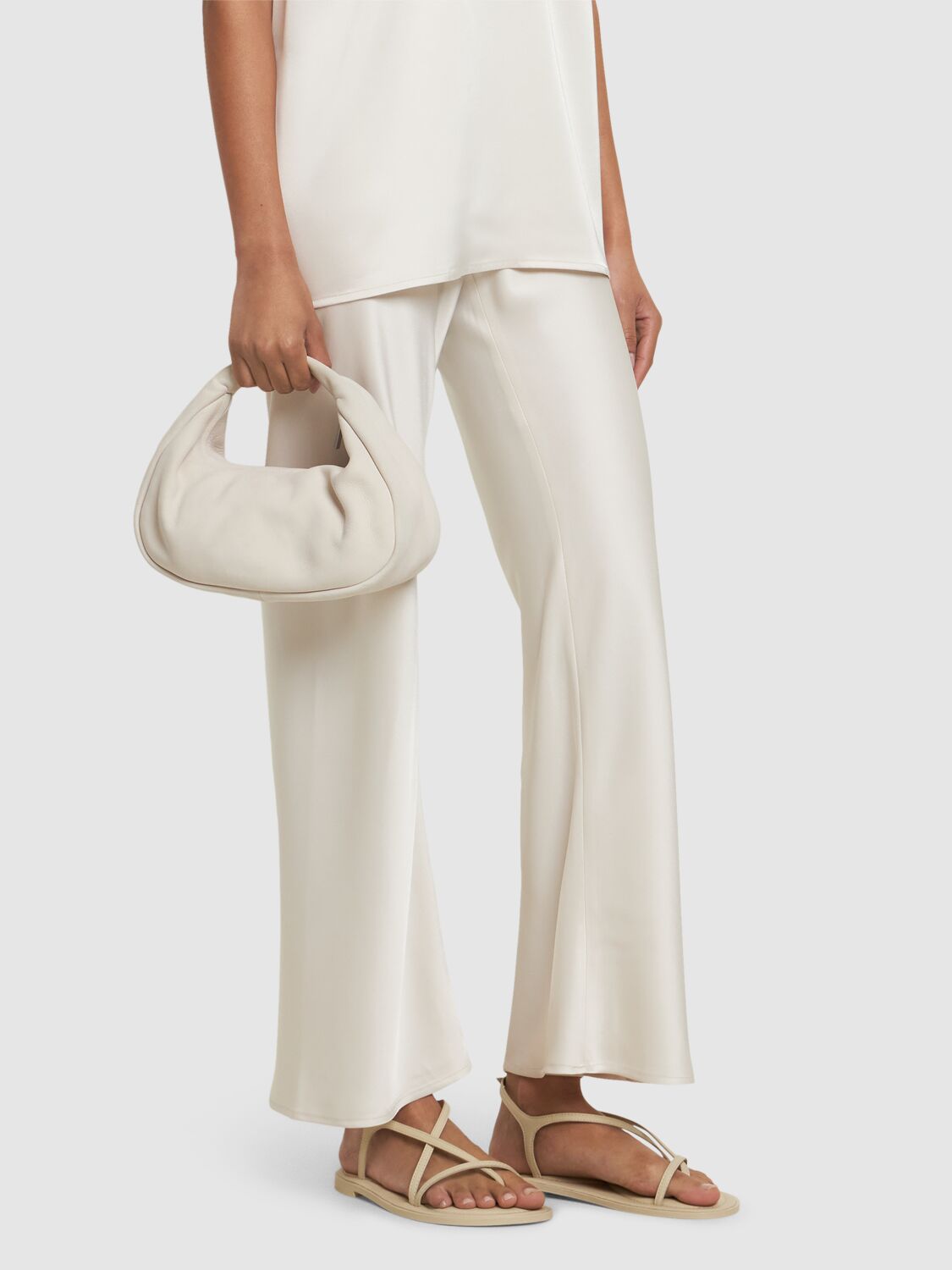 Shop A.emery 10mm Edna Leather Flat Sandals In Ivory