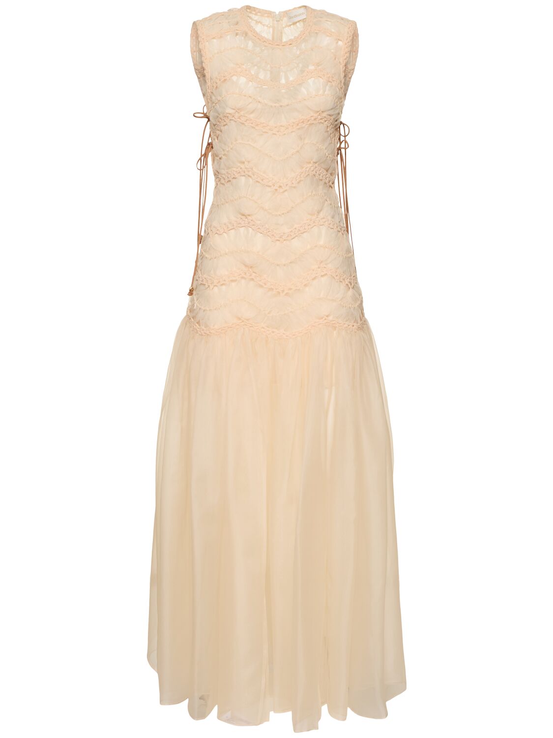 Zimmermann Illuminate Macramé Silk Maxi Dress In Cream