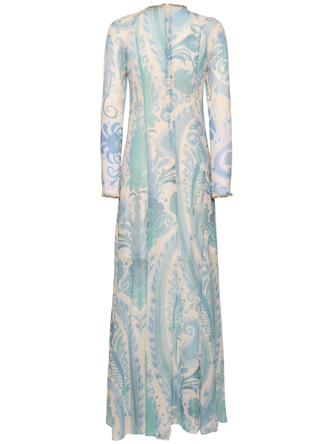 Zimmermann Illuminate Bead-embellished Paisley-print Crepe De Chine Maxi Dress In Blue/multi