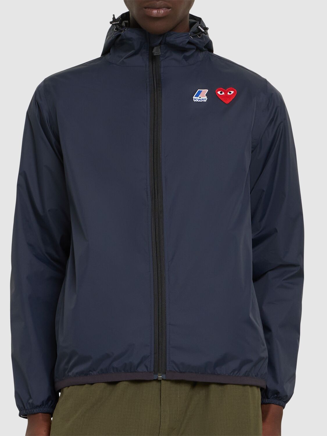 K-way Cdg Play Logo Nylon Zip Jacket